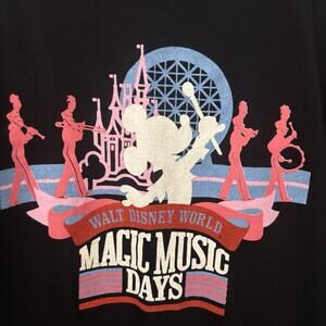 Vintage 80’s Disney Walt Disney World Magic Music Days Shirt Black Large Florida